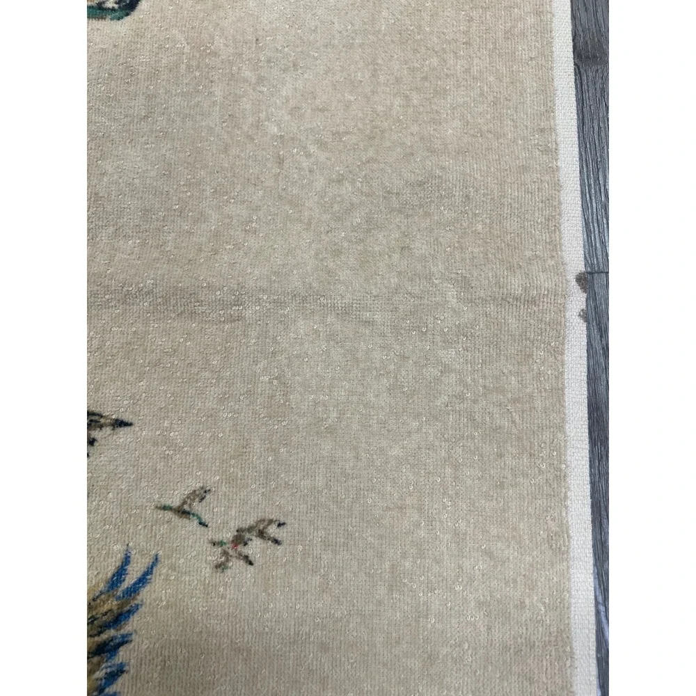 Vintage Tastemaker Stevens Flying Mallard Duck Graphic Tan Bath Towel USA Made